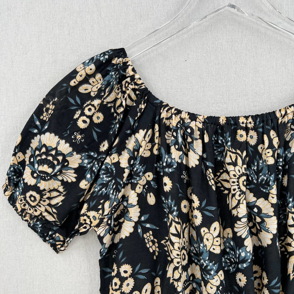 TIARE HAWAII Shirt Womens One Size Black Floral Lover Off the Shoulder Crop Top - Picture 5 of 12